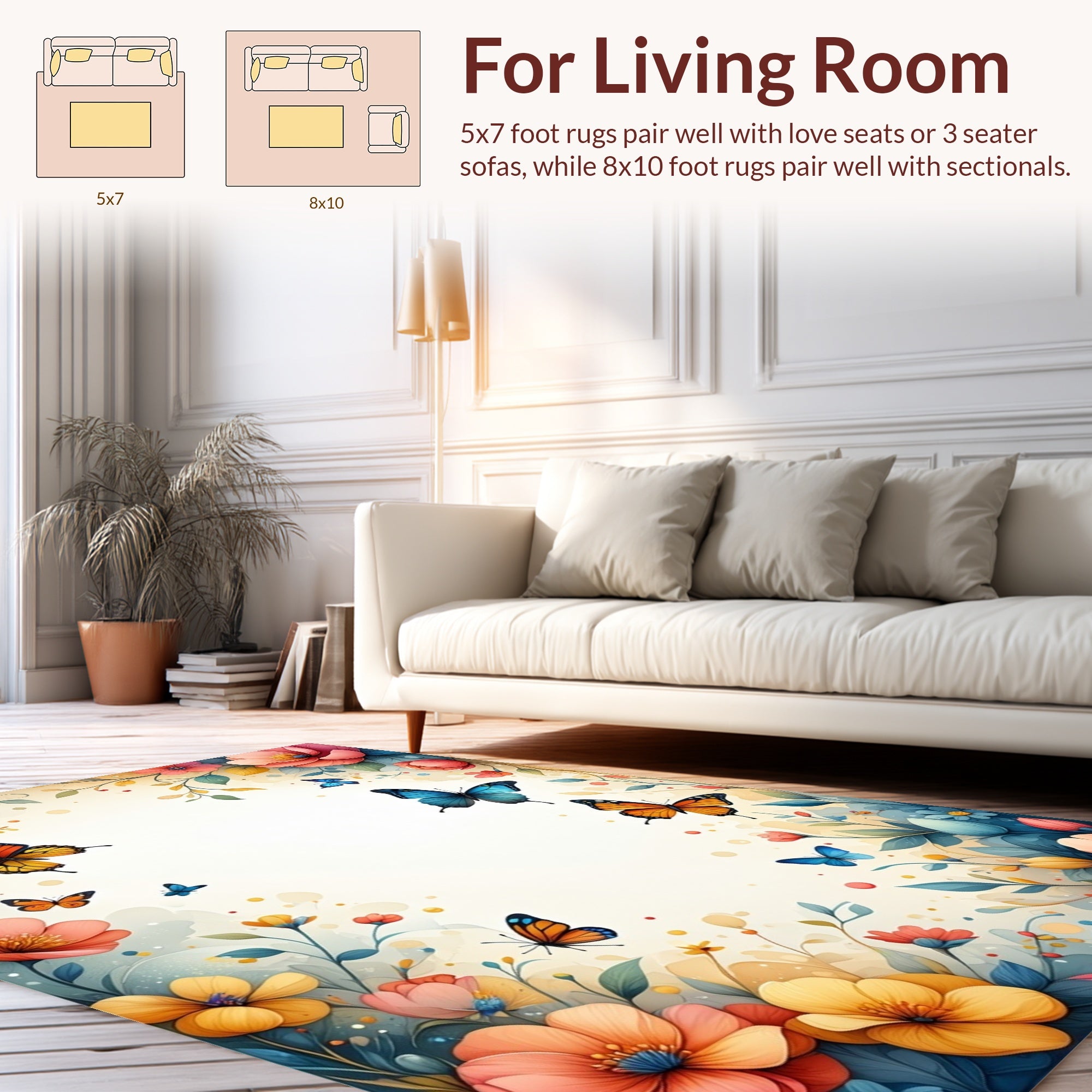 Vibrant Floral Butterfly Dance Rug