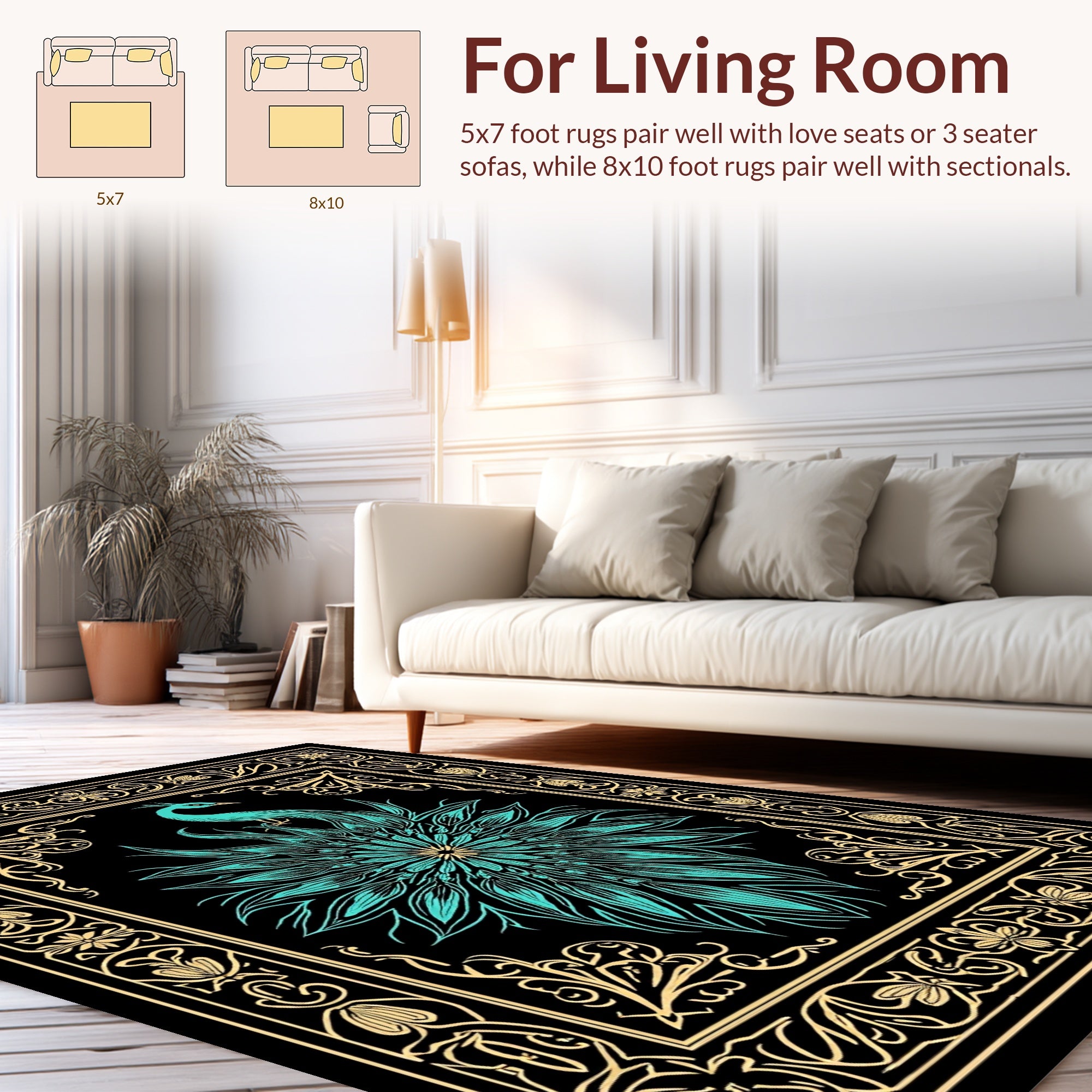 Peacock Mandala Patterned Art Rug
