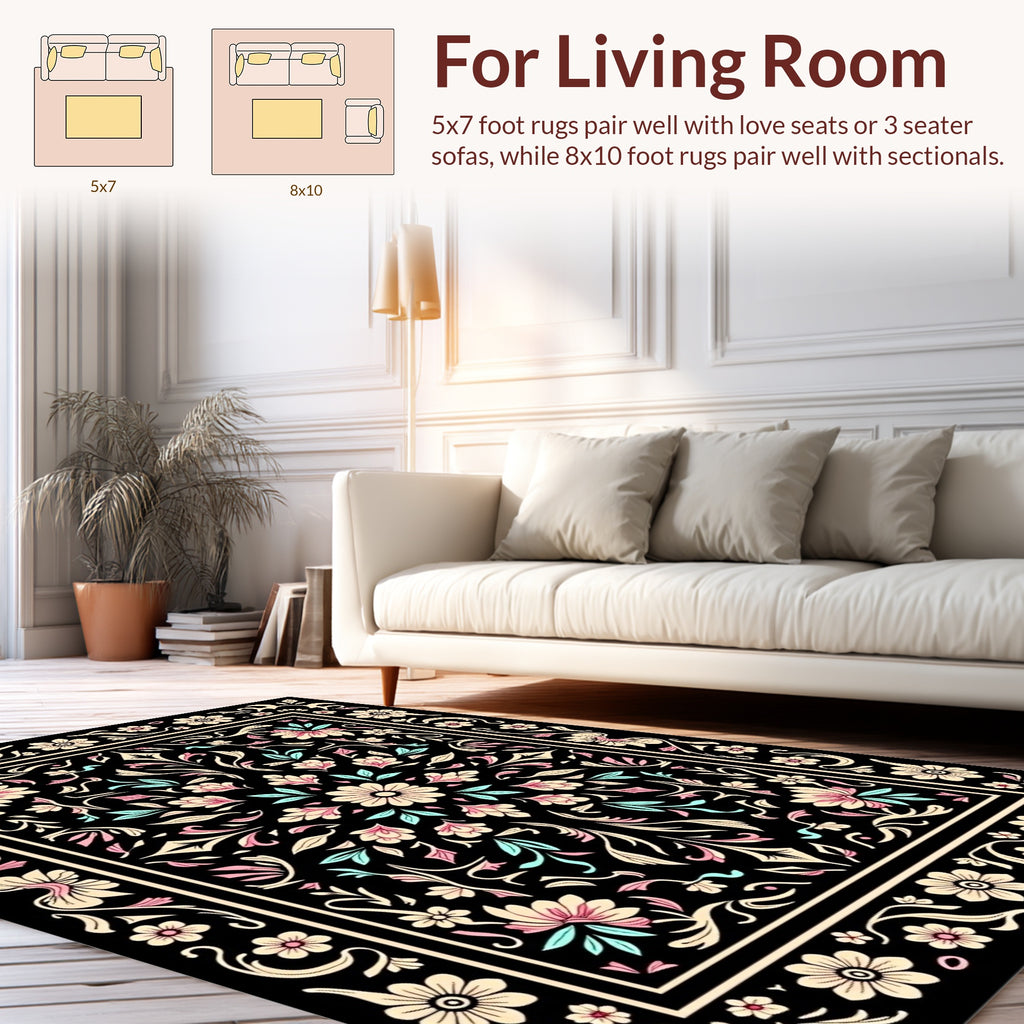 Ornate Floral Symmetry Design Rug