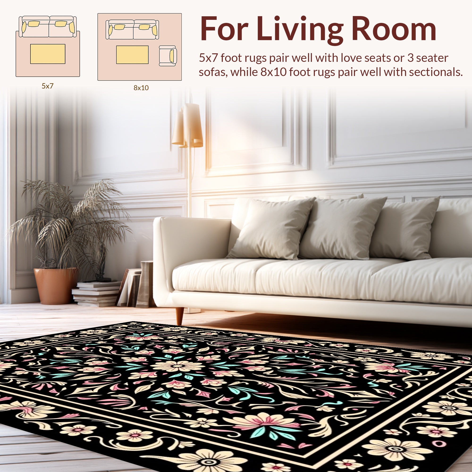 Ornate Floral Symmetry Design Rug