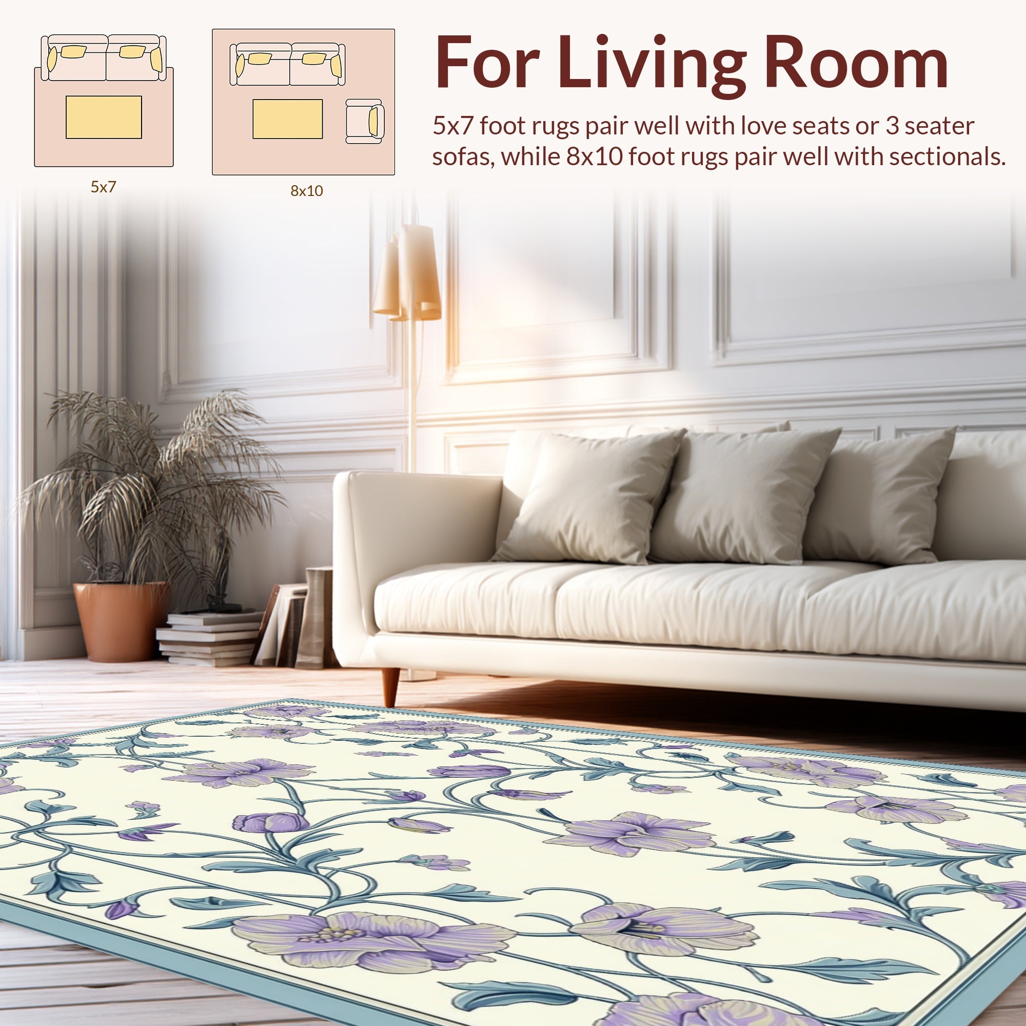 Ornate Floral Vine Patterned Rug