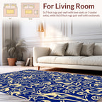 Abstract Blue and Gold Decorative Pattern Rug