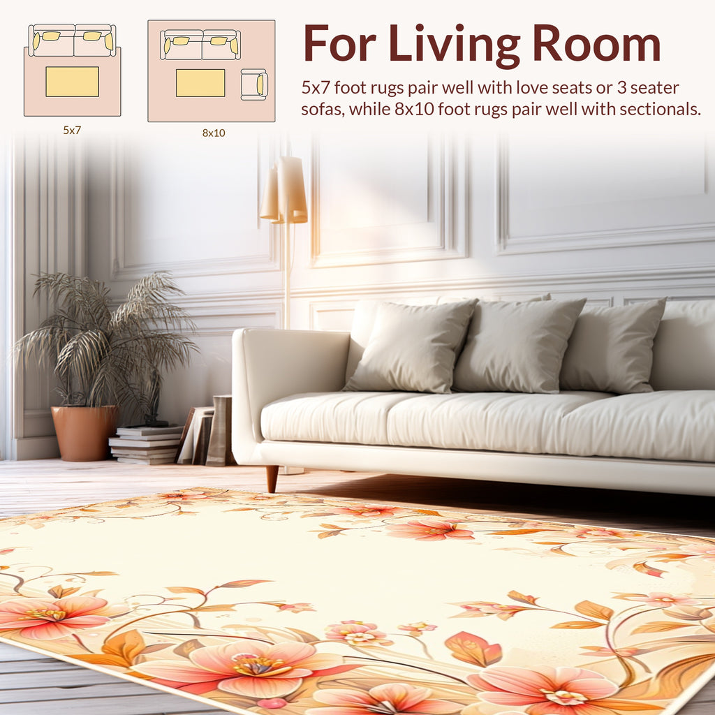 Coral Floral Vine Pattern Rug