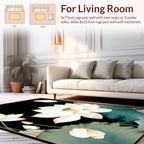 Elegant White Lotus Artful Floral Rug