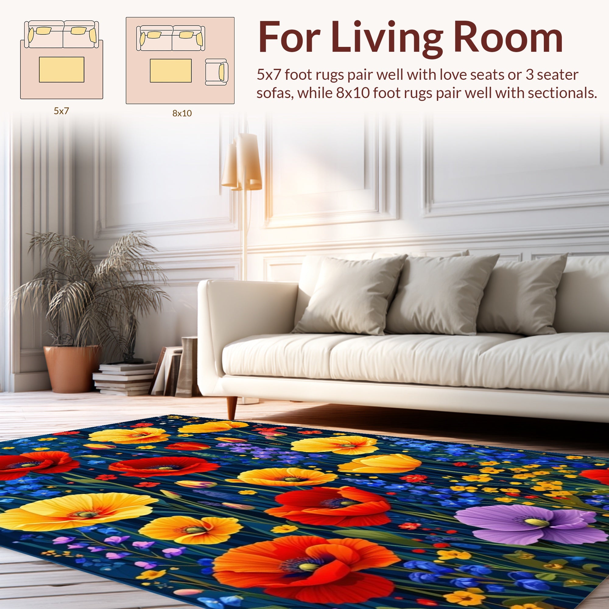 Vibrant Floral Garden Scene Rug