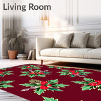 Crimson Holly Berry Cluster Garland Rug