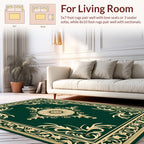 Emerald Gold Intricate Floral Border Rug
