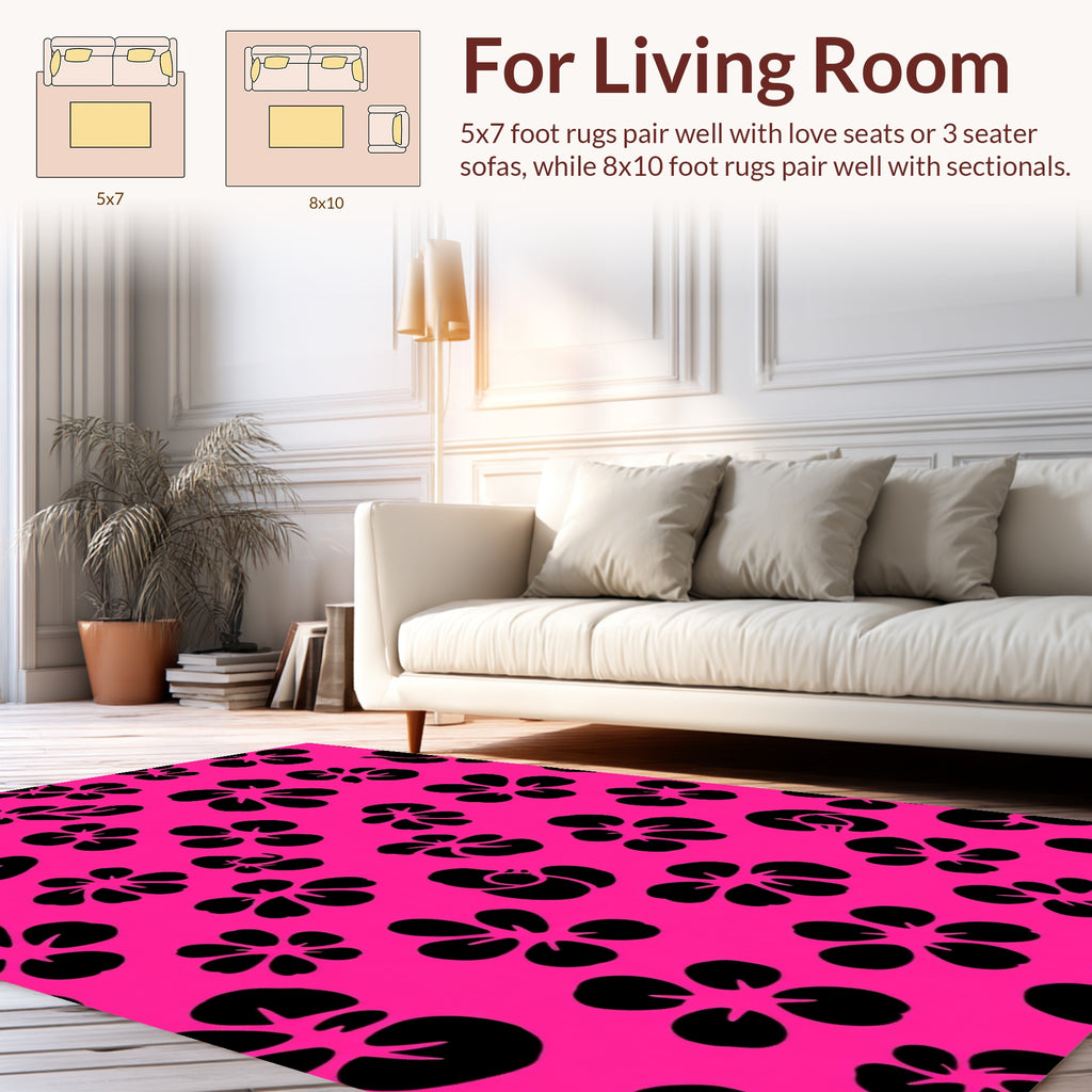 Bold Black Floral Design Rug