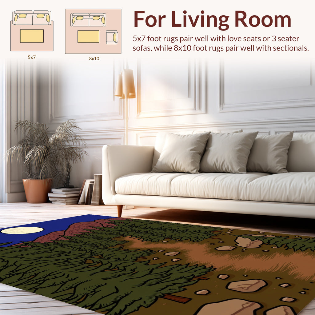 Woodland Moonlit Forest Path Rug
