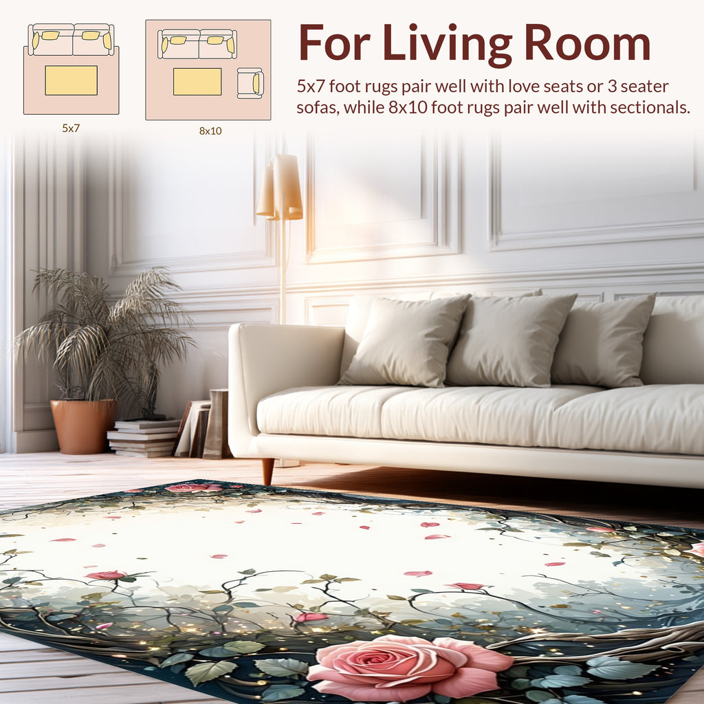 Enchanted Garden Rose Vine Pattern Rug