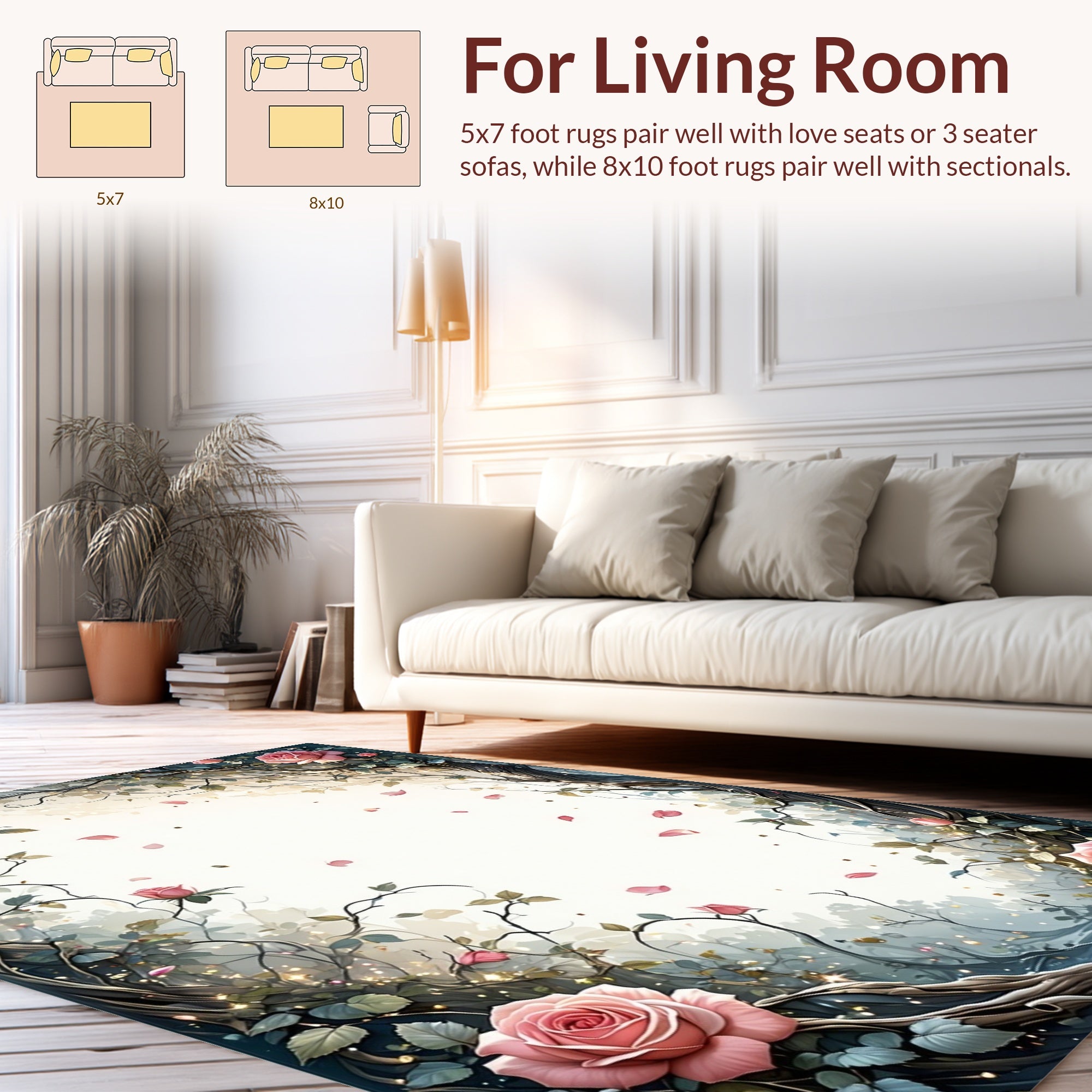 Enchanted Garden Rose Vine Pattern Rug