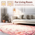 Soft Pink Blossom Vine Border Rug