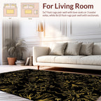 Stylized Golden Floral Repeat Pattern Rug