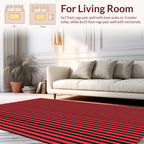 Bold Red Black Striped Texture Rug