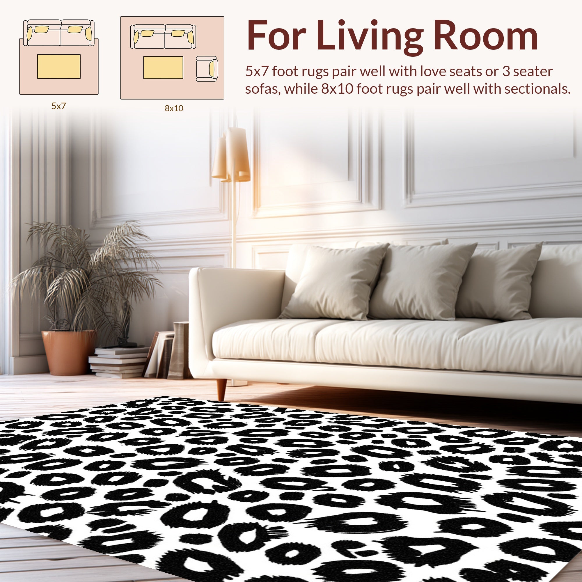 Bold Monochrome Animal Spot Rug