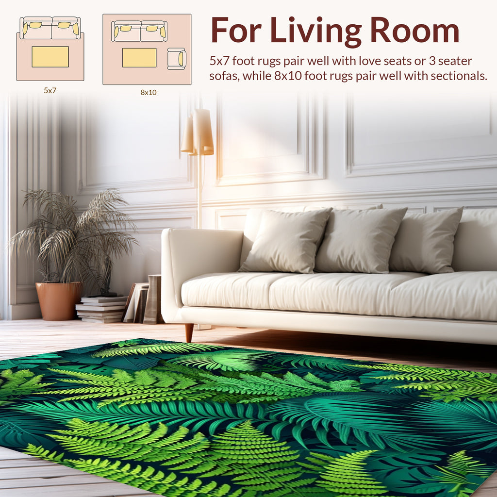 Lush Tropical Leaves Pattern Rug