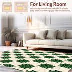 Dark Green Floral Lattice Pattern Rug