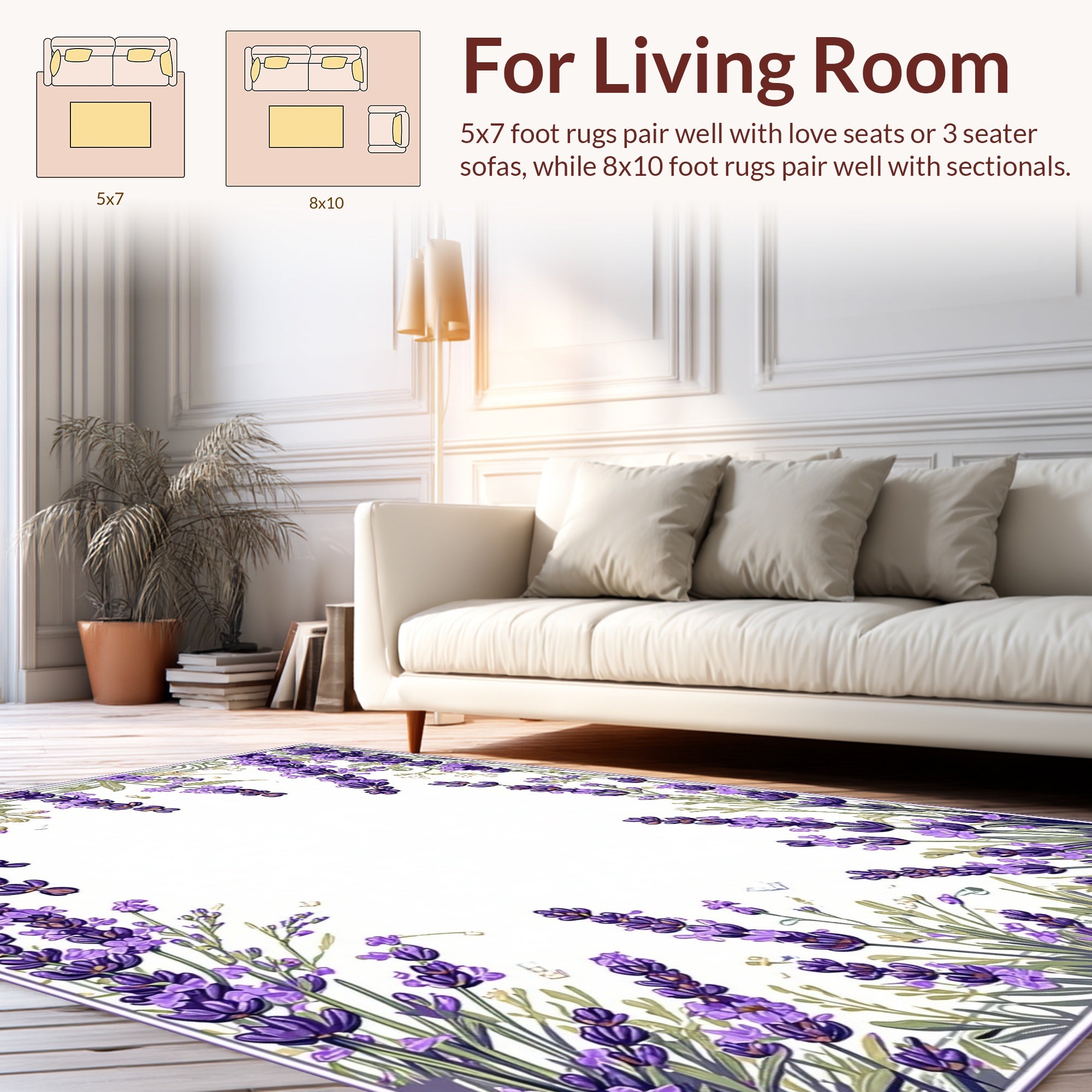 Purple Lavender Floral Nature Design Rug