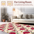 Whimsical Red Mushroom Floral Pattern Rug