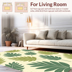Green Leaf Patterned Tropical Rug