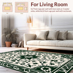Dark Green Classic Floral Medallion Pattern Rug