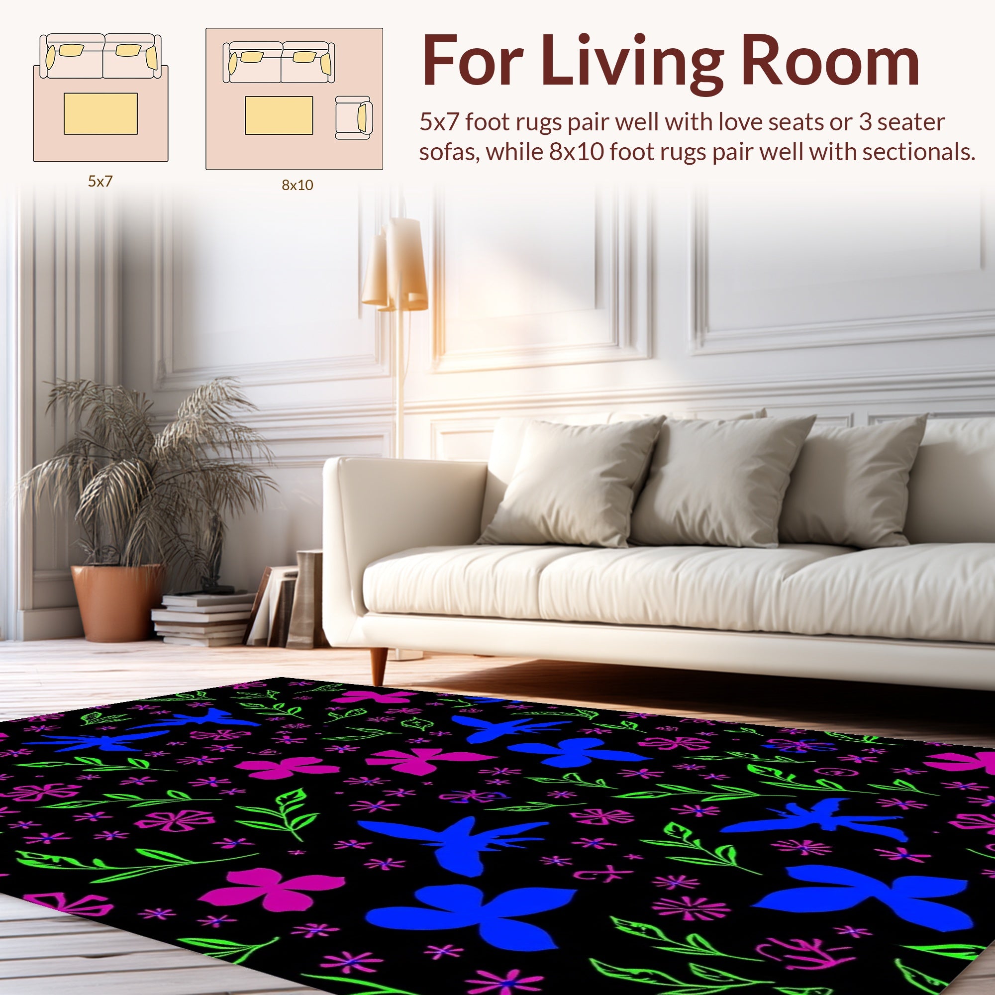 Bold Floral And Leafy Design Rug