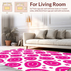 Pink Oval Flower Pattern Design Rug