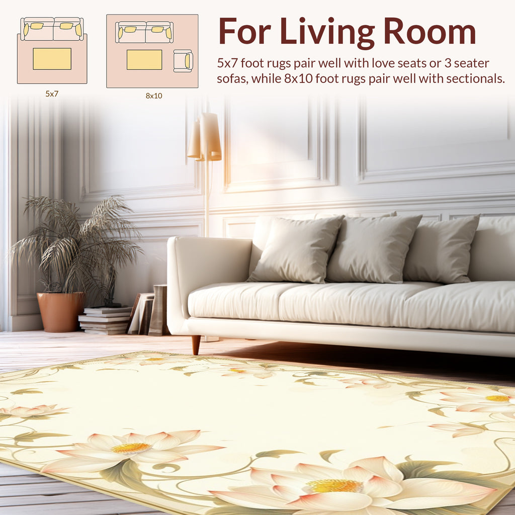 Elegant Floral Lotus Vine Pattern Rug