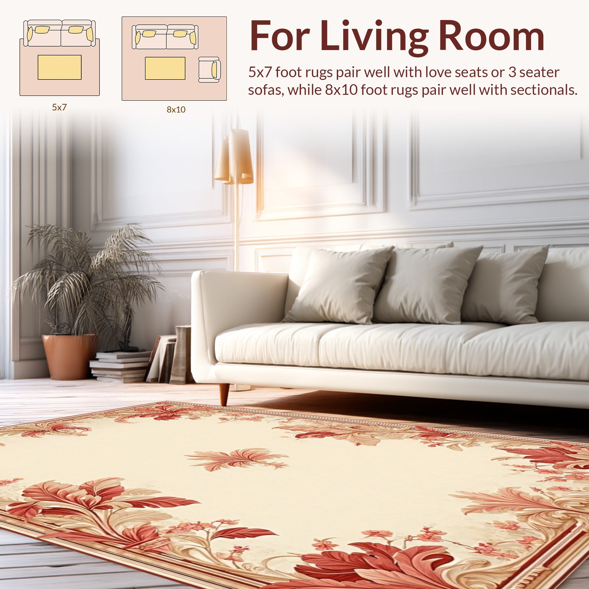 Ornate Floral Scrollwork Design Rug