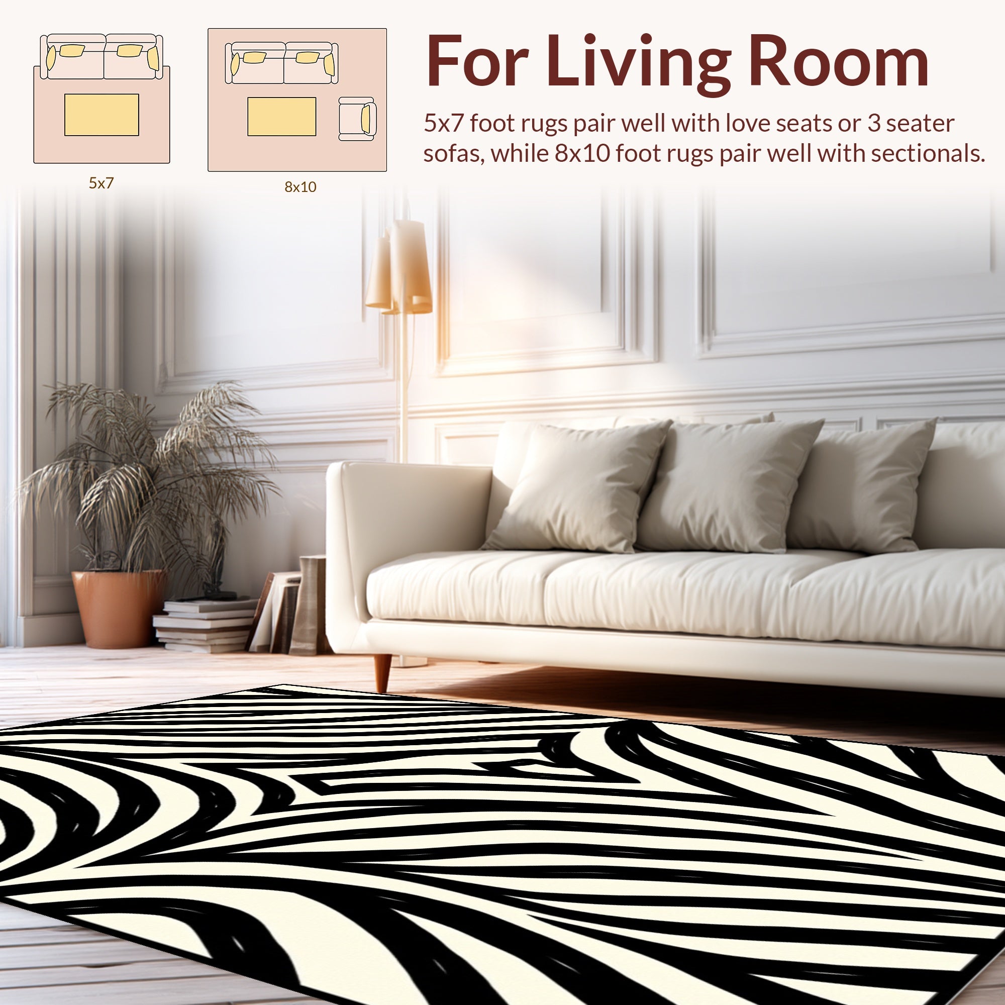 Bold Organic Black White Stripes Rug
