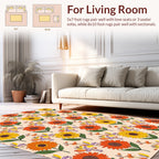 Retro Floral Sunflowers and Leaves Rug