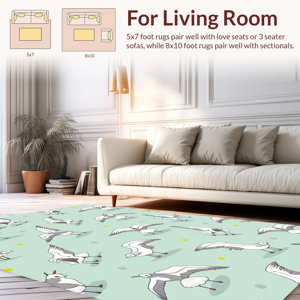Whimsical Seagull Flight Pattern Design Rug