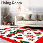 Merry Christmas Truck Snowflakes Santas Rug