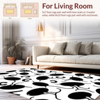 Abstract Organic Black White Shapes Rug