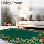 Emerald Green Holly Berry Garland Rug