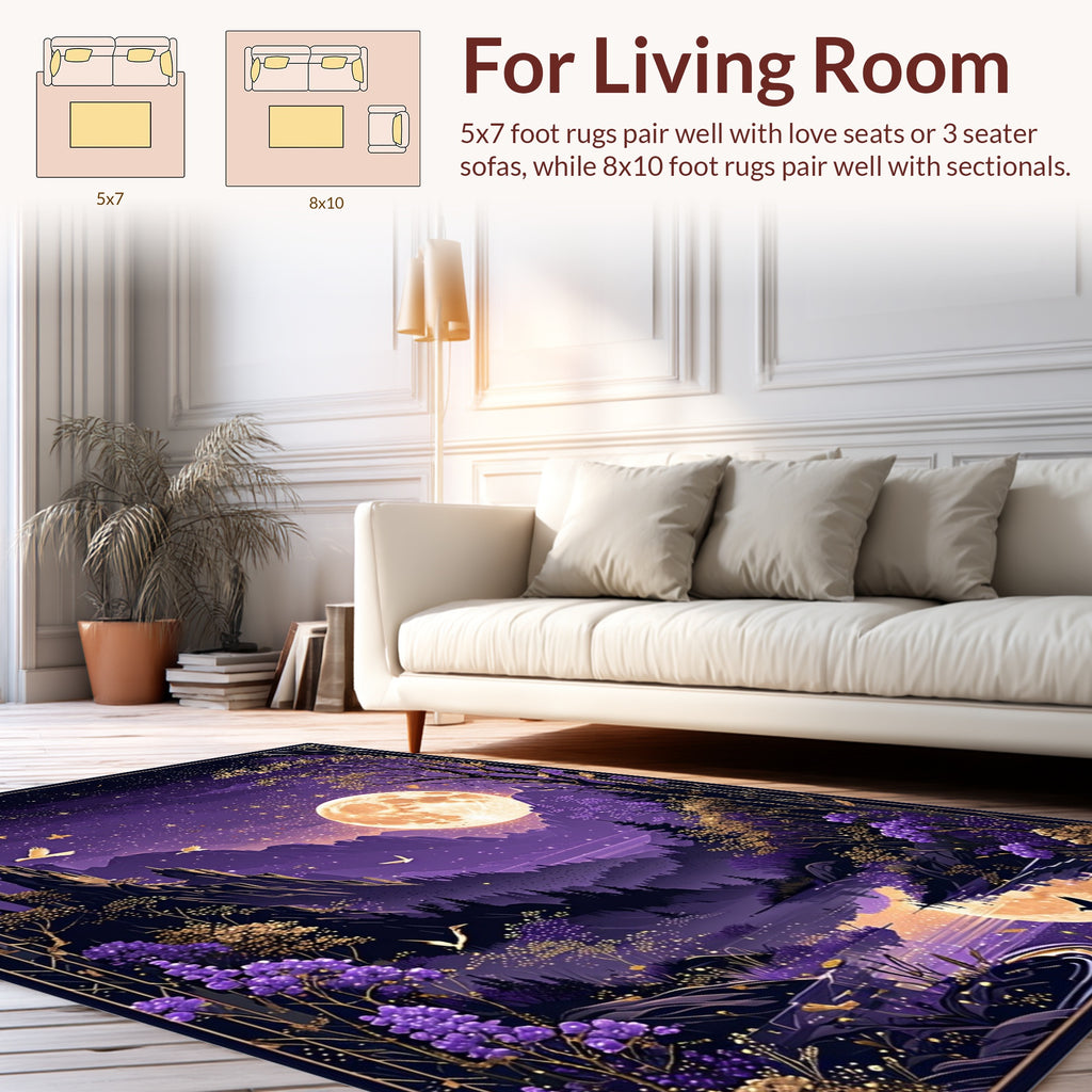 Enchanting Moonlit Mountain Landscape Rug