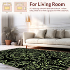 Black And Lime Green Floral Pattern Rug