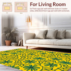 Yellow Citrus Blooms With Leaves Pattern Rug