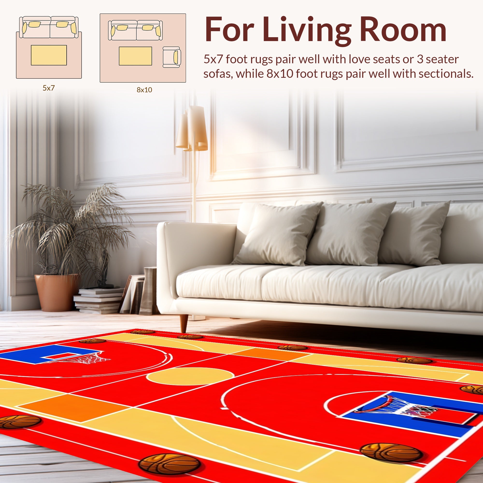 Basketball Court Net Pattern Design Rug