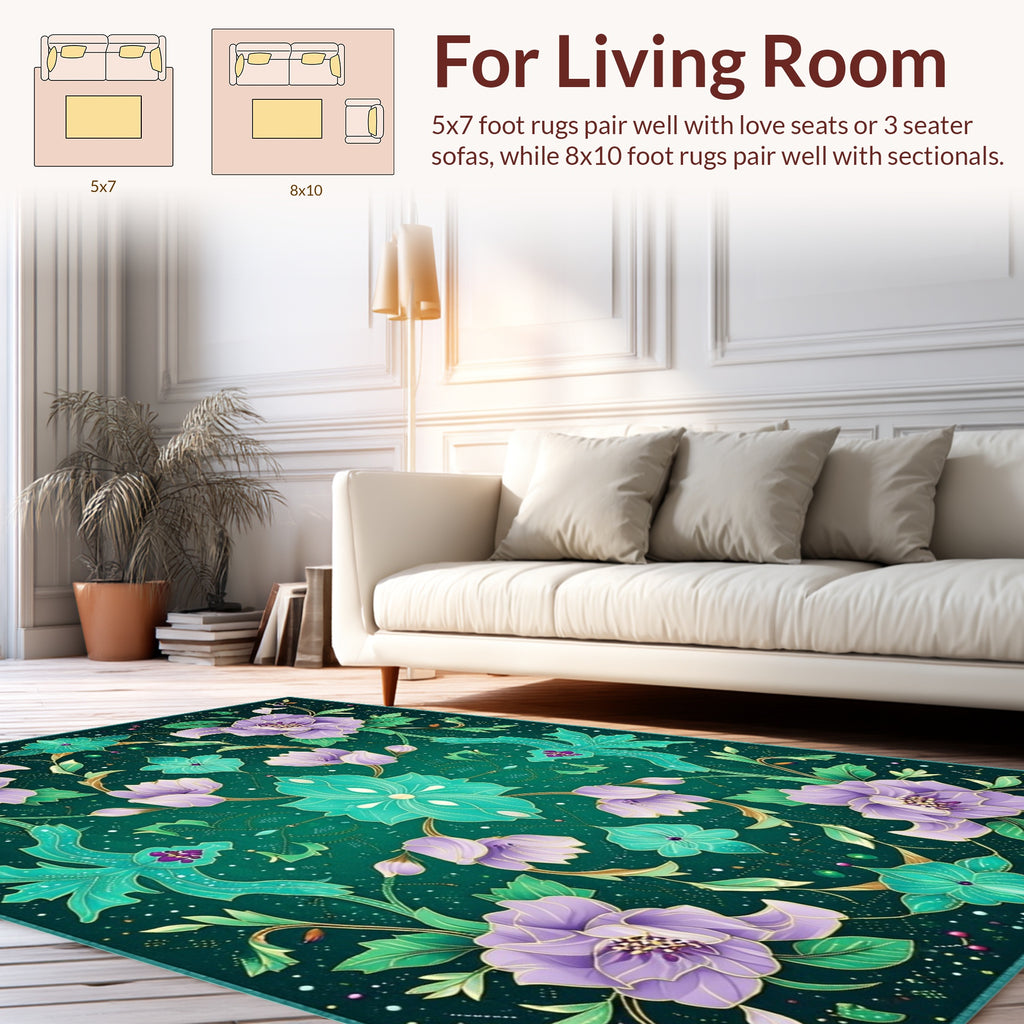 Emerald Floral Paisley Pattern Rug