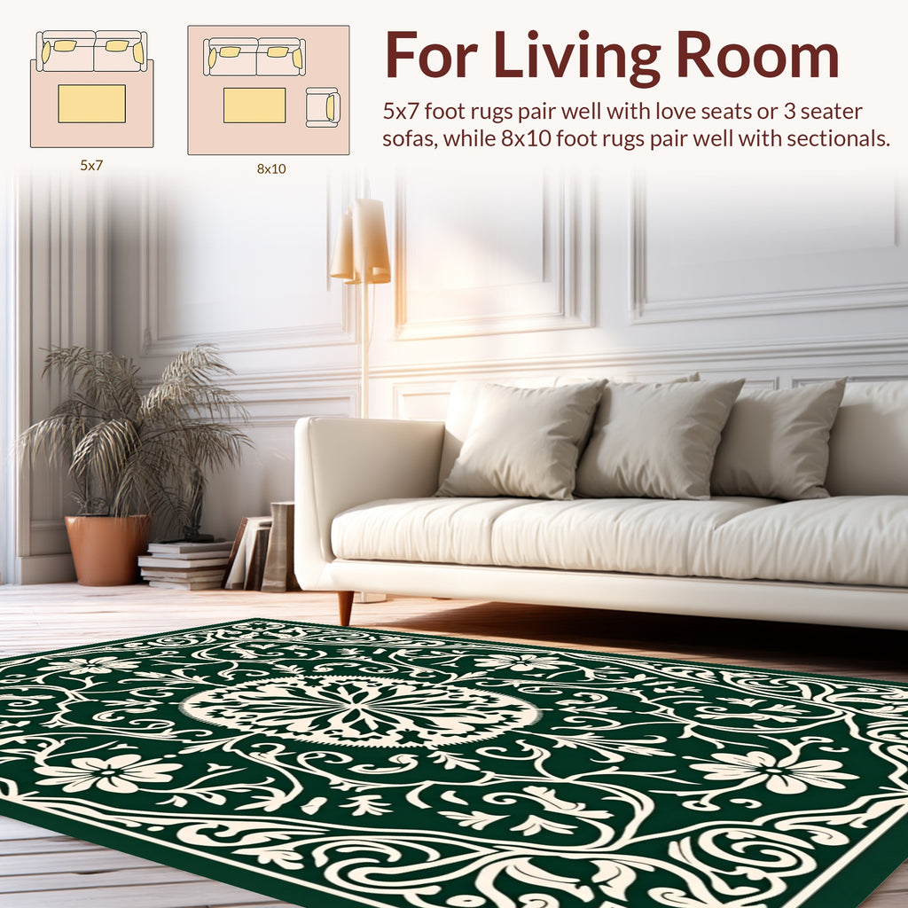 Elaborate Floral Vines Decorative Pattern Rug