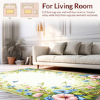 Whimsical Floral Butterfly Scene Rug