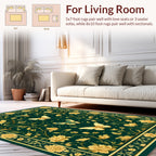 Gold Green Butterfly Floral Design Rug
