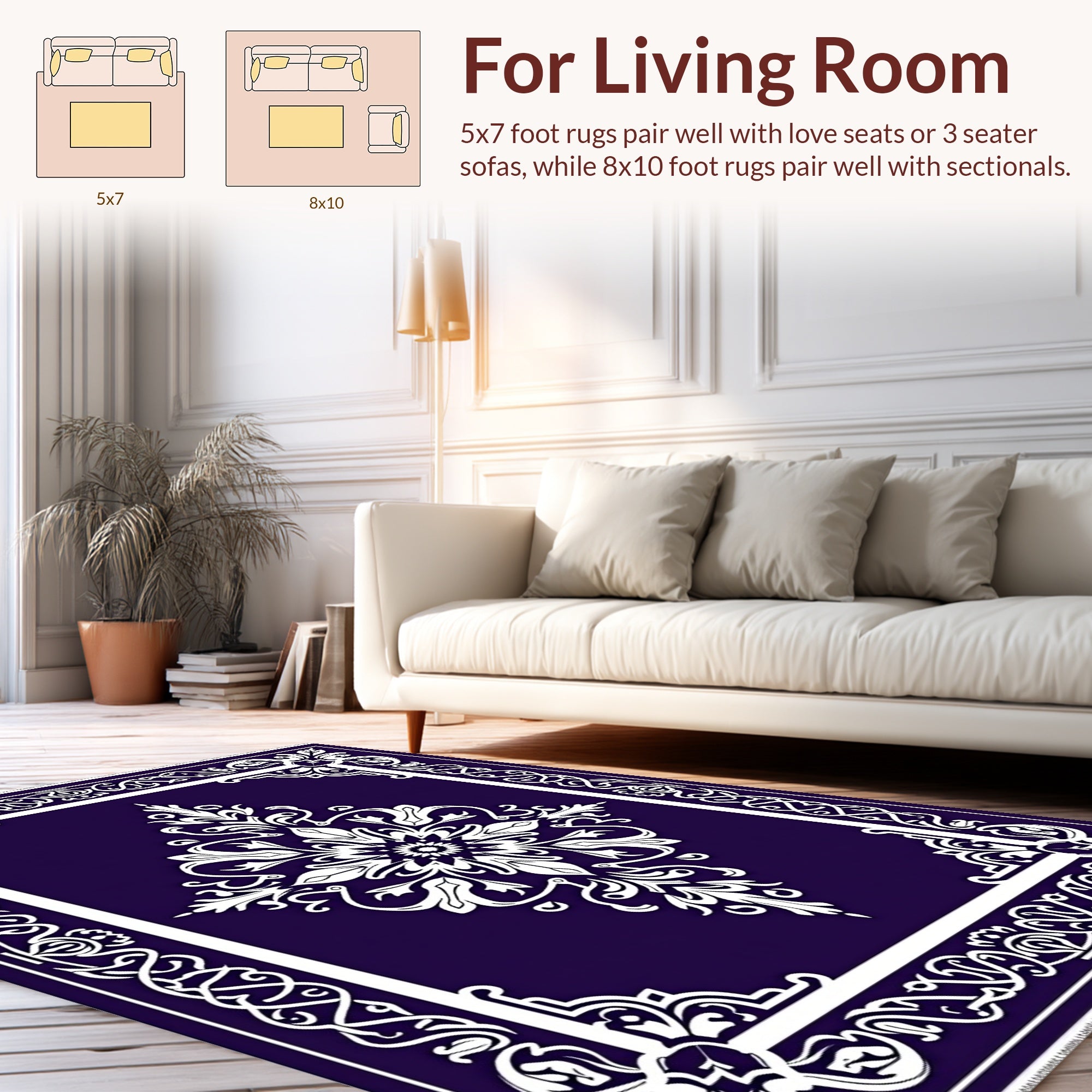 Intricate Floral Medallion Ivory Design Rug