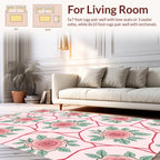 Pink Rose Floral Pattern Rug