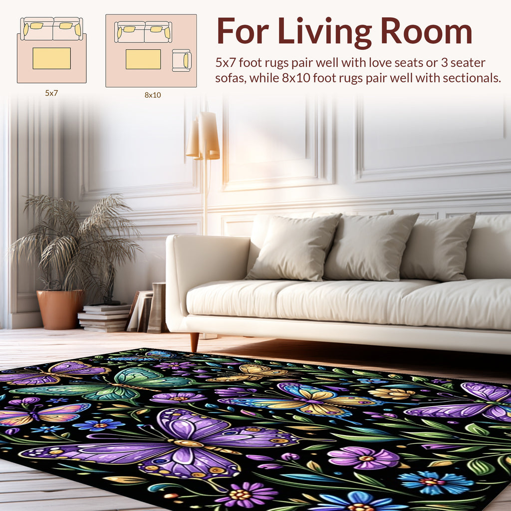 Vibrant Butterfly Garden Art Rug