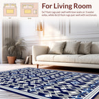Blue Gray Abstract Geometric Pattern Rug