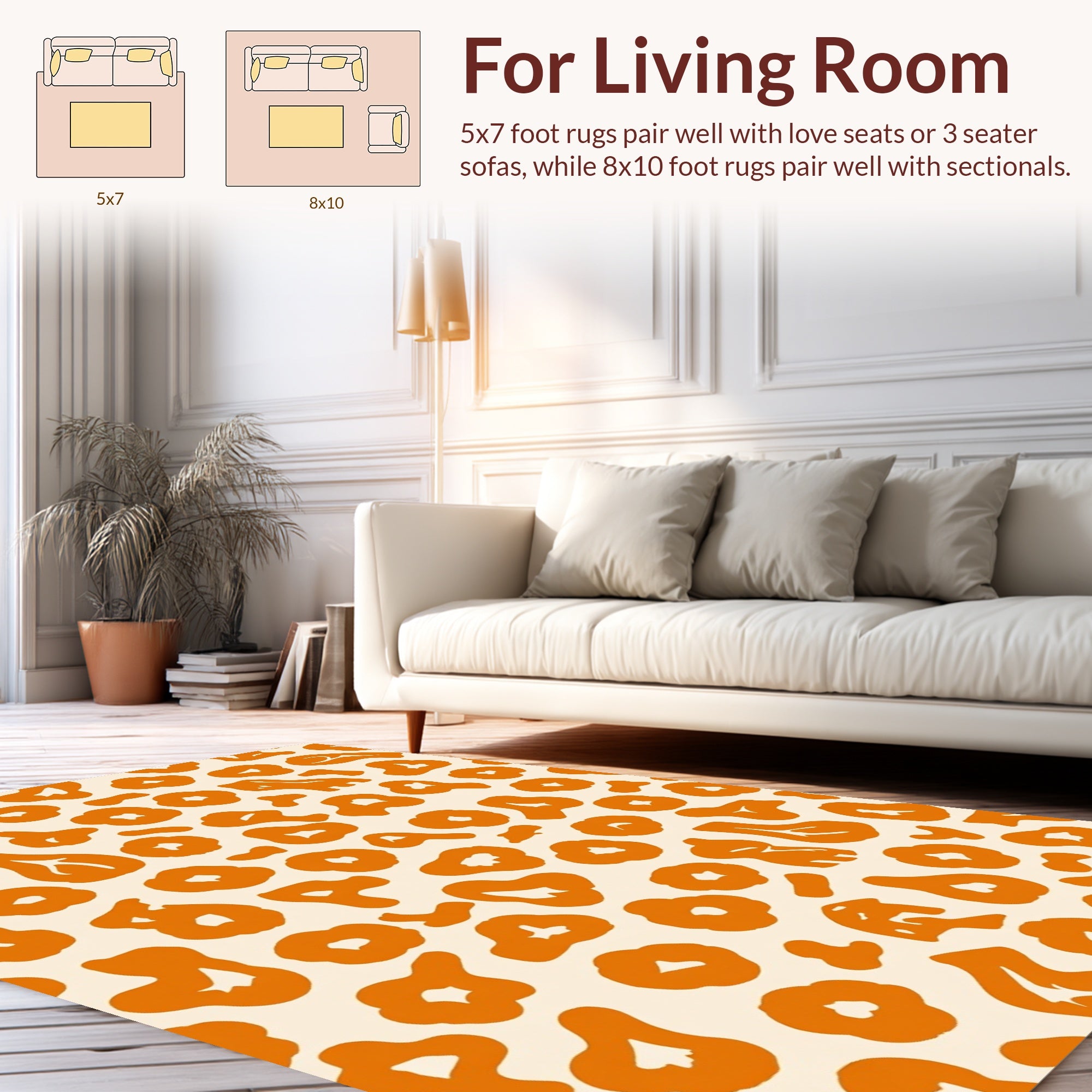 Orange Abstract Animal Print Pattern Rug