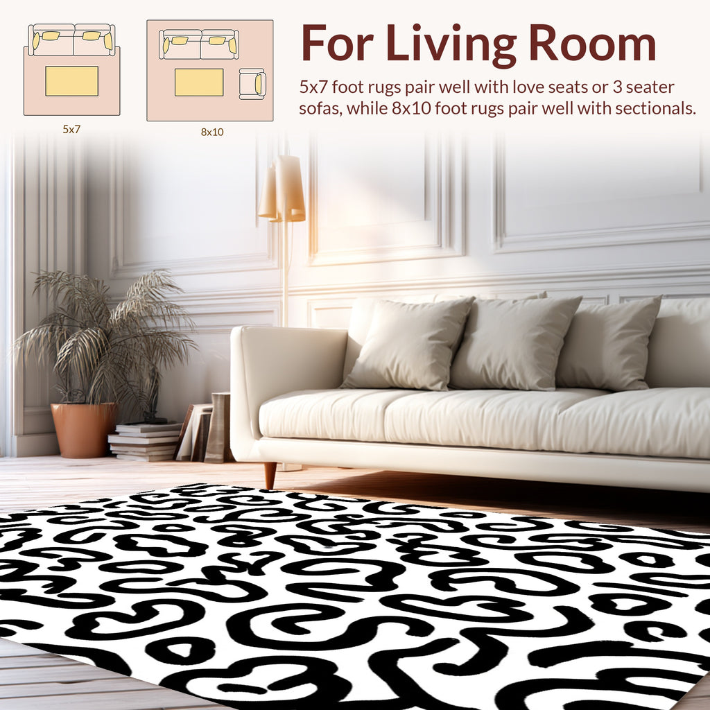 Abstract Brushstroke Leopard Pattern Rug