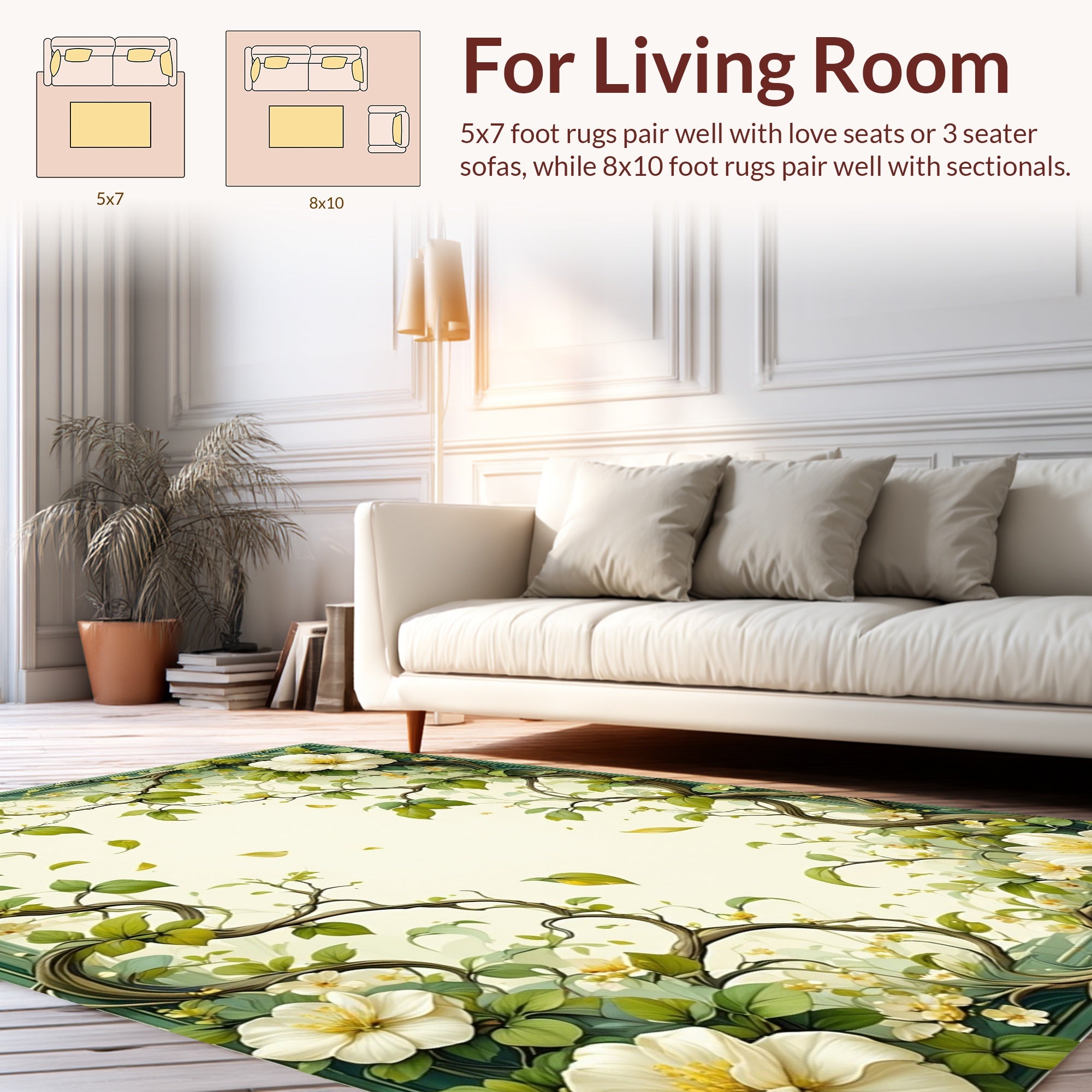 Nature Inspired Floral Vines Rug